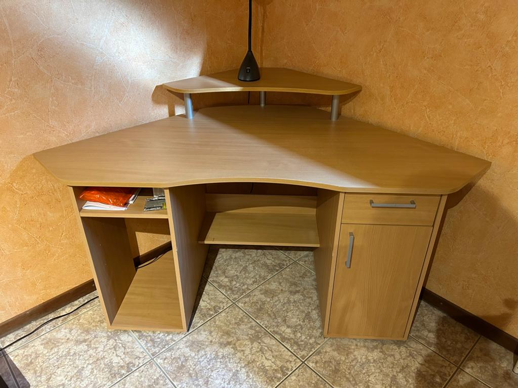 Bureau d'angle et petit bureau en bois couleur chêne, Maison & Meubles, Bureaux, Avec tiroirs, Bois, Enlèvement, Bureau d'angle