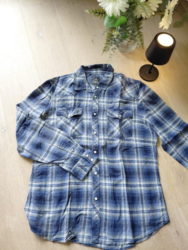 Maat XL - WE - flanel geruit hemd lange mouwen, Kleding | Heren, Overhemden, Ophalen of Verzenden, Zo goed als nieuw, Halswijdte 43/44 (XL)