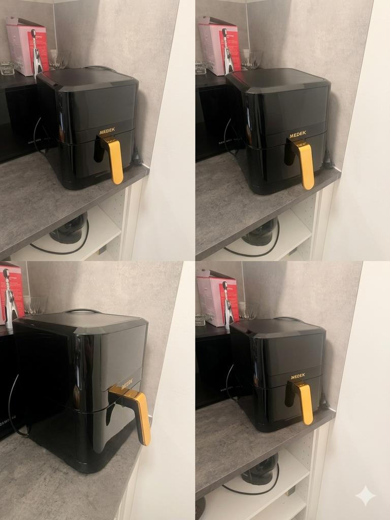 Airfryer MEDEK – Zwart met goud – In zeer goede staat, Ophalen, Zo goed als nieuw