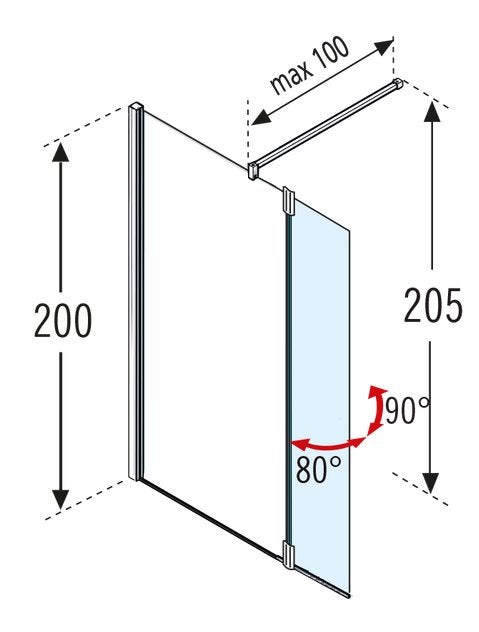 Novellini Kuadra draaideel voor Inloopdouche 37x200 cm, Ophalen, Nieuw, Douche