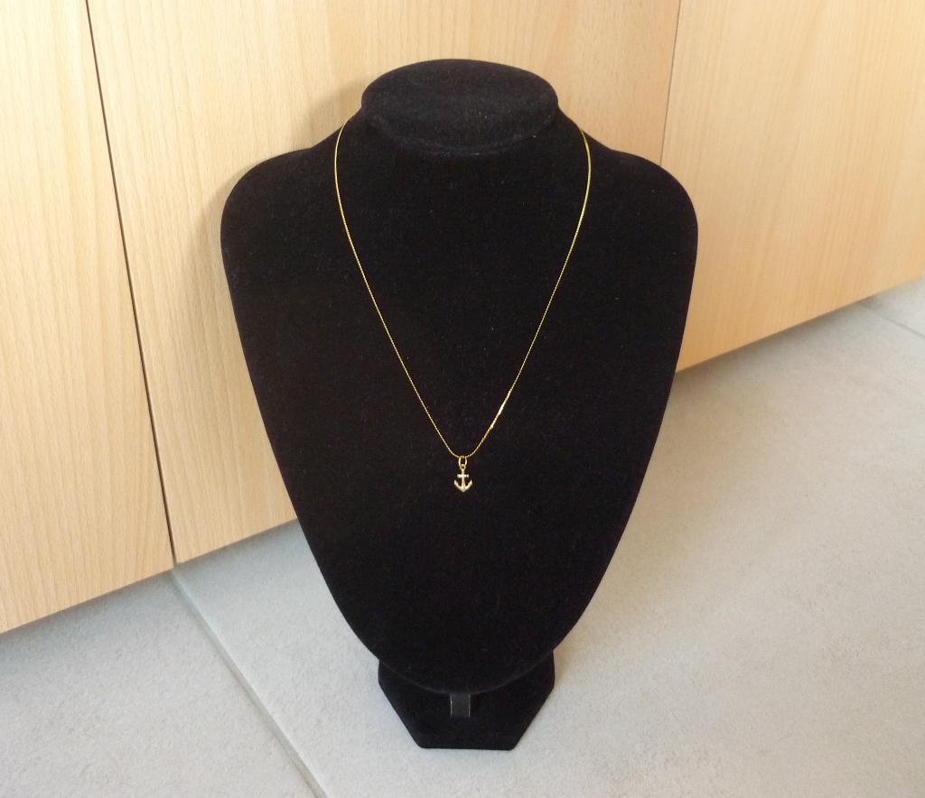 Goudkleurige fijne ketting met anker hanger, Enlèvement ou Envoi
