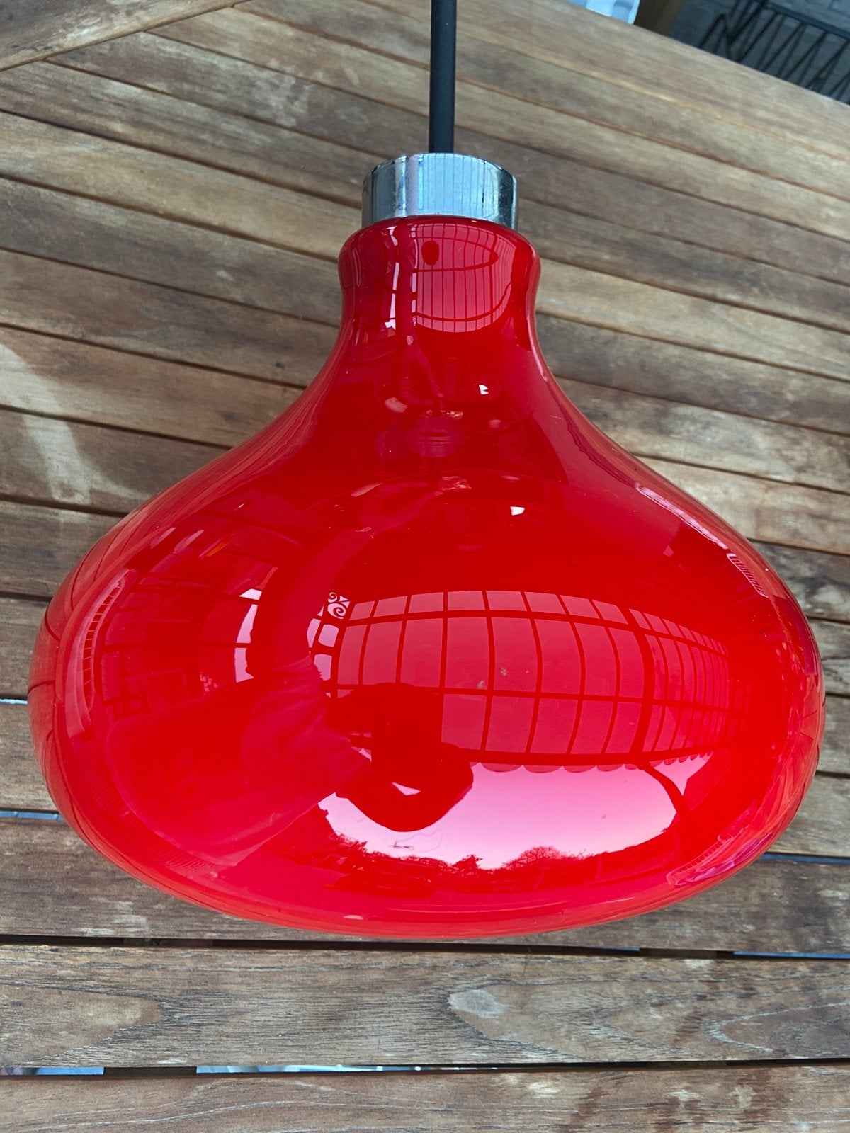 Peill & Putzler red onion vintage lamp, Huis en Inrichting, Lampen | Hanglampen, Ophalen, Zo goed als nieuw, Glas