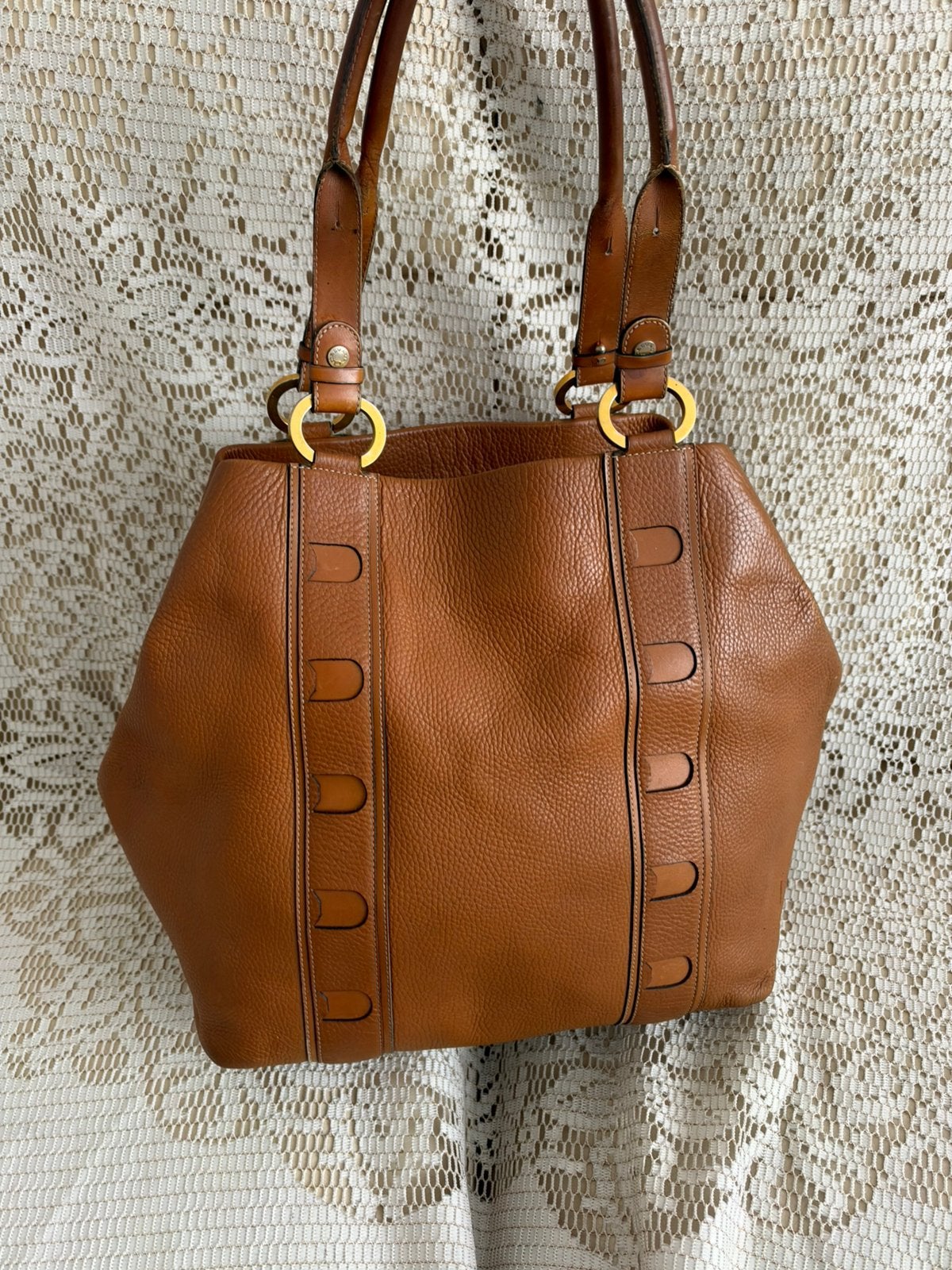 DELVAUX grote tas Muscat model cognac leer, Handtassen en Accessoires, Ophalen of Verzenden, Zo goed als nieuw
