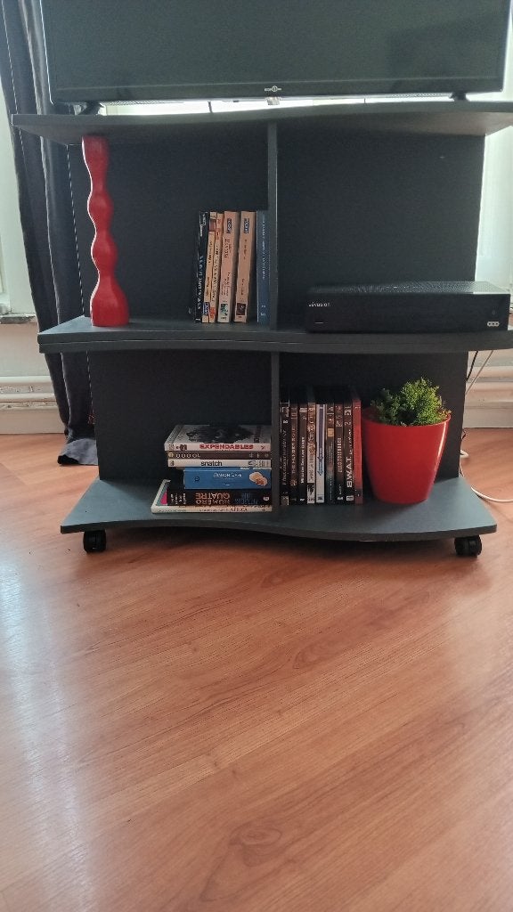 Meuble de télévision sur roulettes, Teck, 25 à 50 cm, Moins de 100 cm, Comme neuf