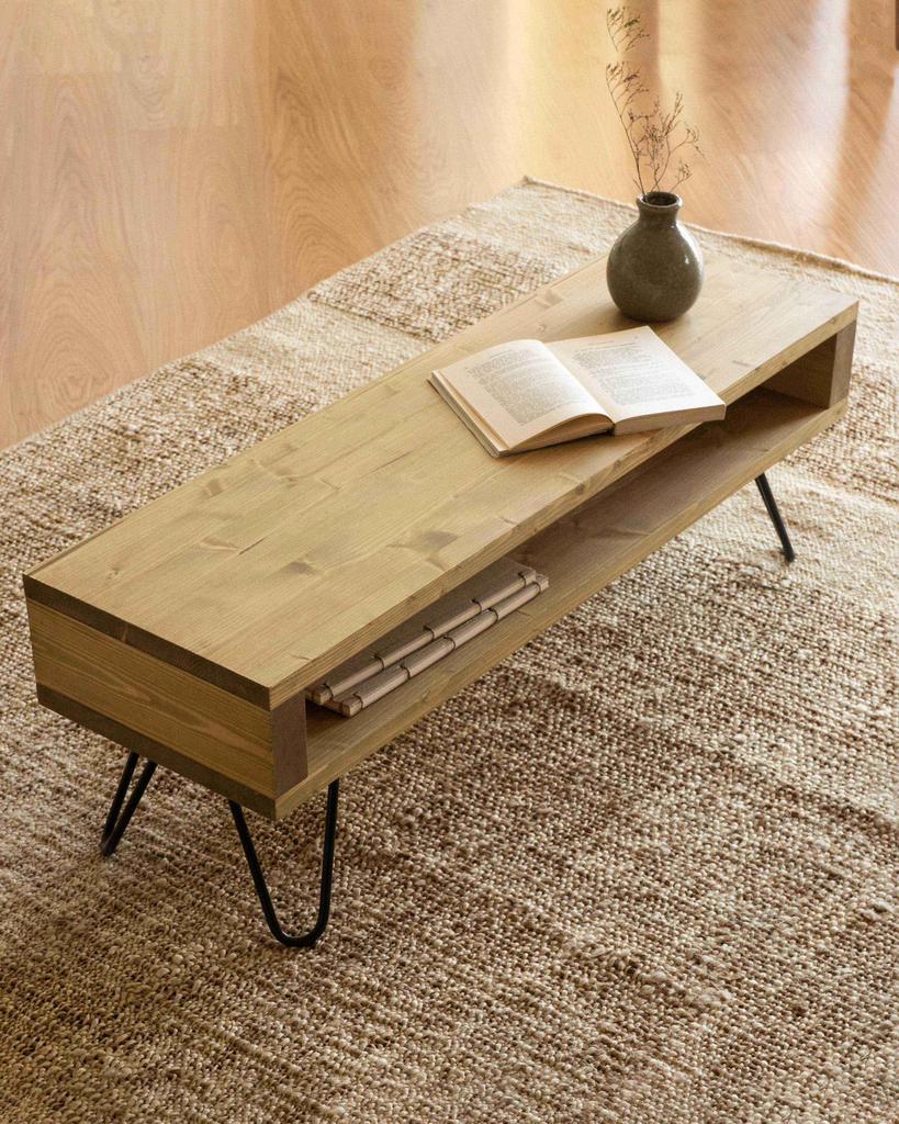Massief houten bijzettafel, Minder dan 50 cm, 50 tot 100 cm, Ophalen of Verzenden, Rechthoekig