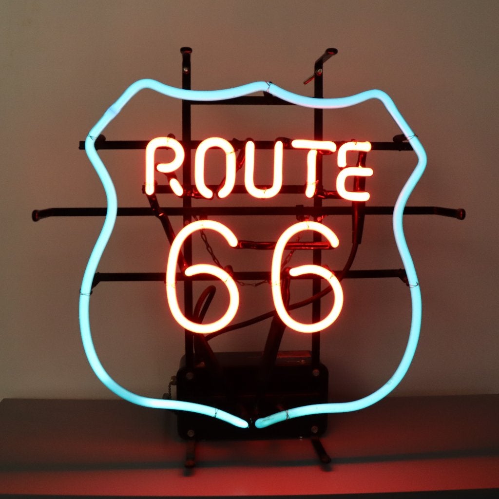 Route 66 - panneau lumineux au néon, Collections, Marques & Objets publicitaires, Enlèvement, Utilisé, Table lumineuse ou lampe (néon)