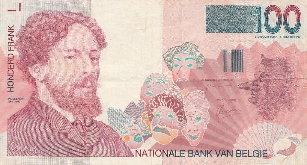 100 francs belges James Ensor 1995-1999, Timbres & Monnaies, Billets de banque | Belgique, Billets en vrac, Enlèvement ou Envoi