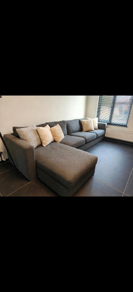 Donker grijze zetel, Huis en Inrichting, Ophalen, 125 tot 150 cm, Hoekbank, Zo goed als nieuw