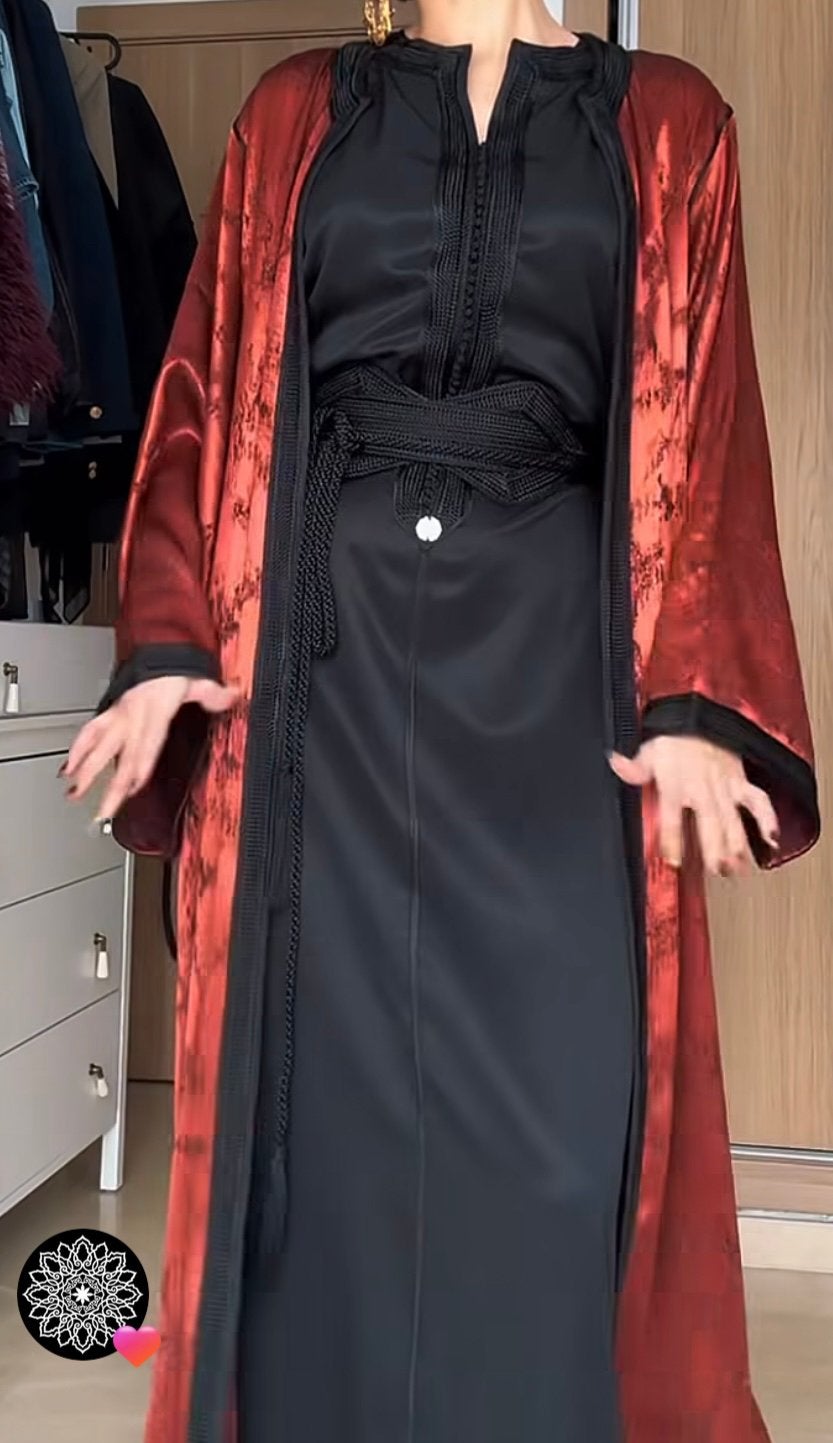 Endemble abaya et caftan Kounouz S, Enlèvement ou Envoi, Comme neuf, Noir