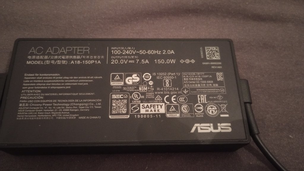 Asus laptop oplader, Informatique & Logiciels, Chargeurs d'ordinateur portable, Enlèvement ou Envoi, Utilisé, Asus