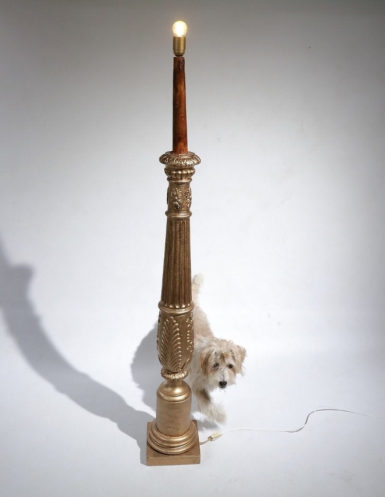 XL Antieke Kaars- Lamp Staande Lamp Goud, Huis en Inrichting, Ophalen, Gebruikt, Antiek, brocante, 150 tot 200 cm
