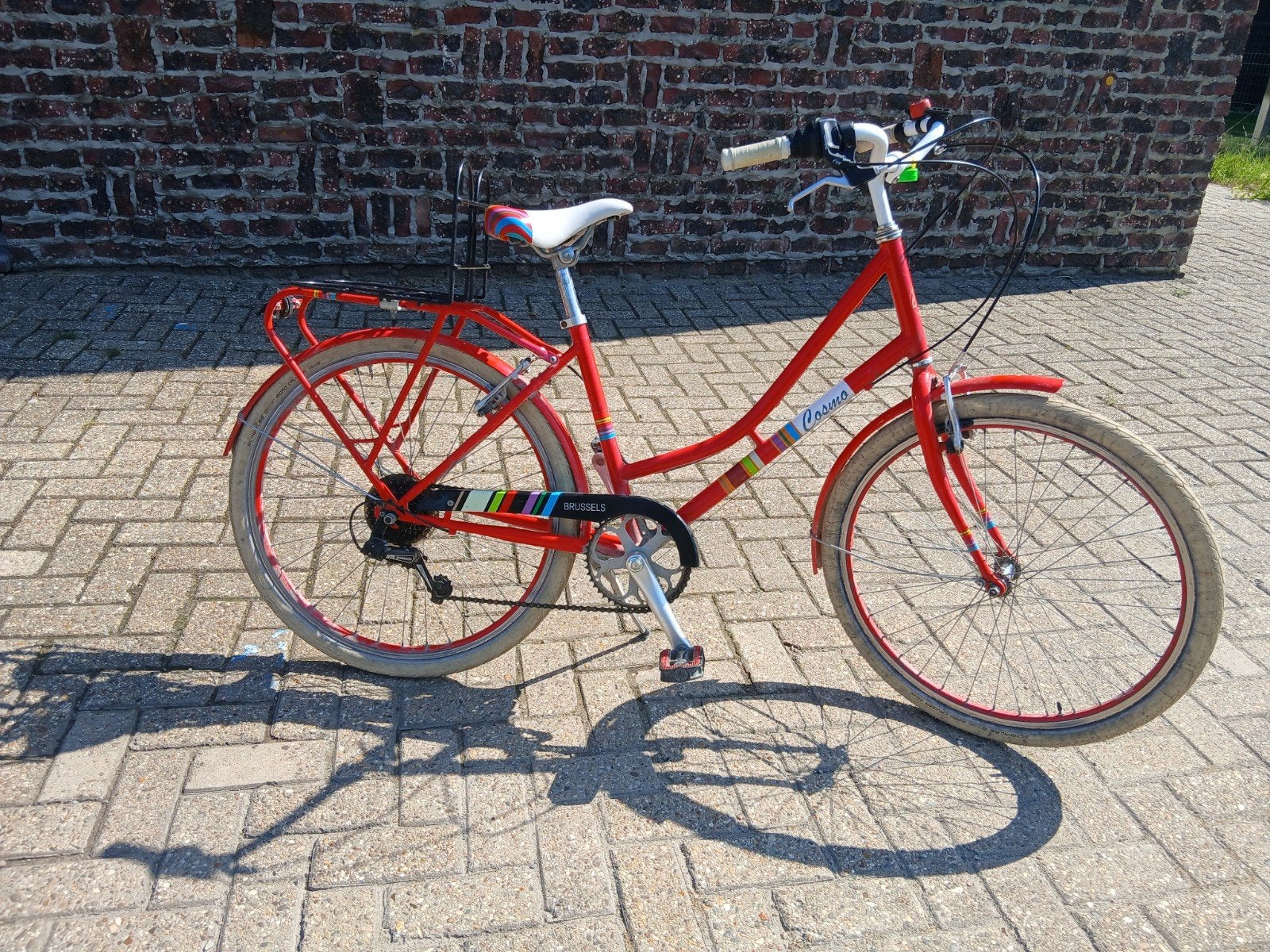vrouwenfiets rood, Frein sur jante, Frein à main, Casma, Enlèvement