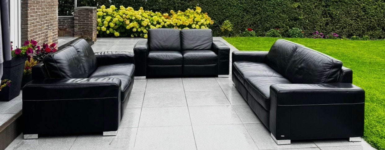 Lot de 3 canapés en cuir noir – 210 cm et 175 cm, Enlèvement, Utilisé, Cuir, Modern