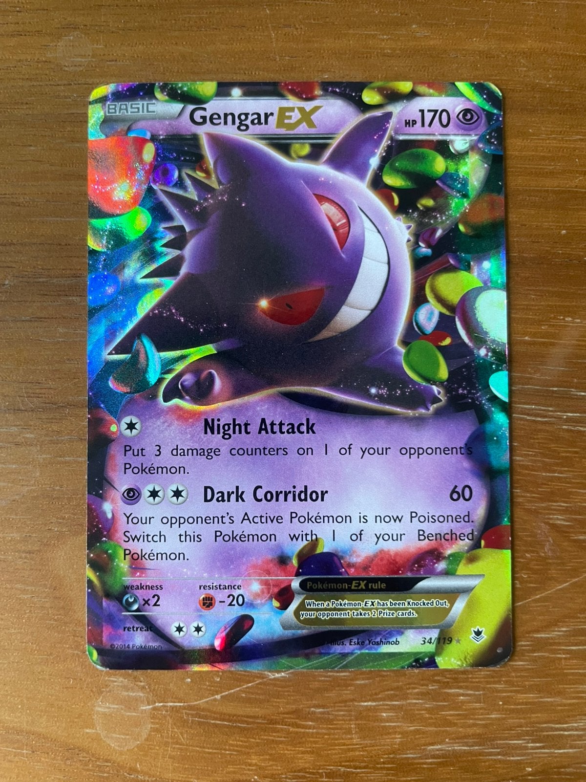 Gengar ex pokemon kaart, Ophalen of Verzenden, Gebruikt, Losse kaart, Foil