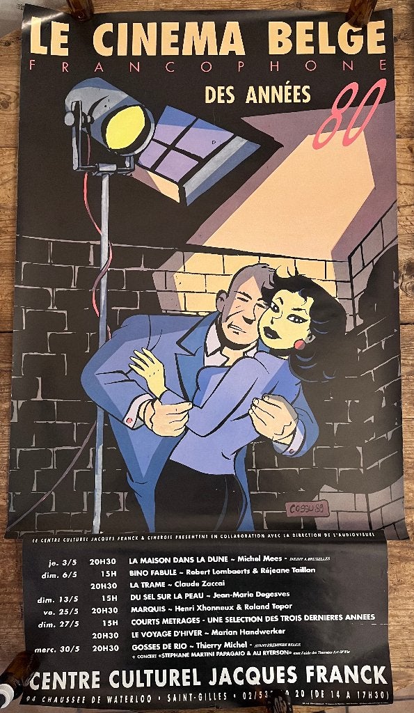 Affiche Le Cinéma Belge Années 80. Antonio Cossu (50x70), Collections, Enlèvement, Utilisé, A1 jusqu'à A3, Cinéma et TV