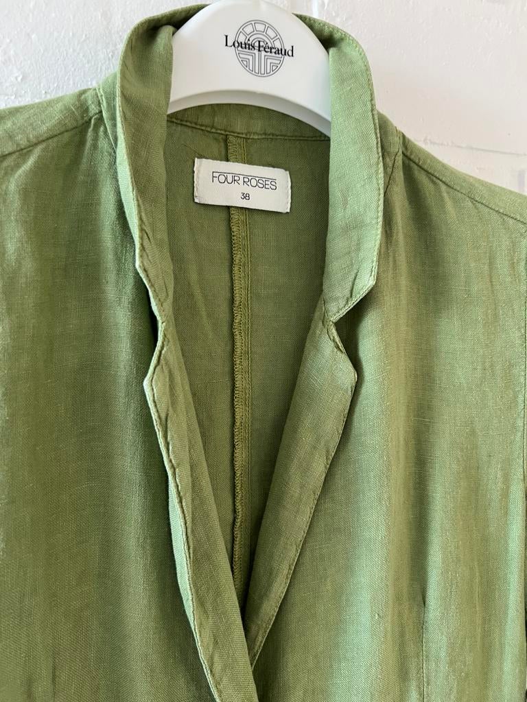 Linnen mosgroen blazerjasje m 38 , bijna nieuw, Kleding | Dames, Ophalen of Verzenden, Zo goed als nieuw