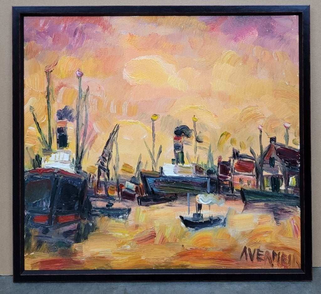 Alfons VERMEIR, in de haven, Enlèvement ou Envoi, Panneau, Expressionniste, Maritime / eau