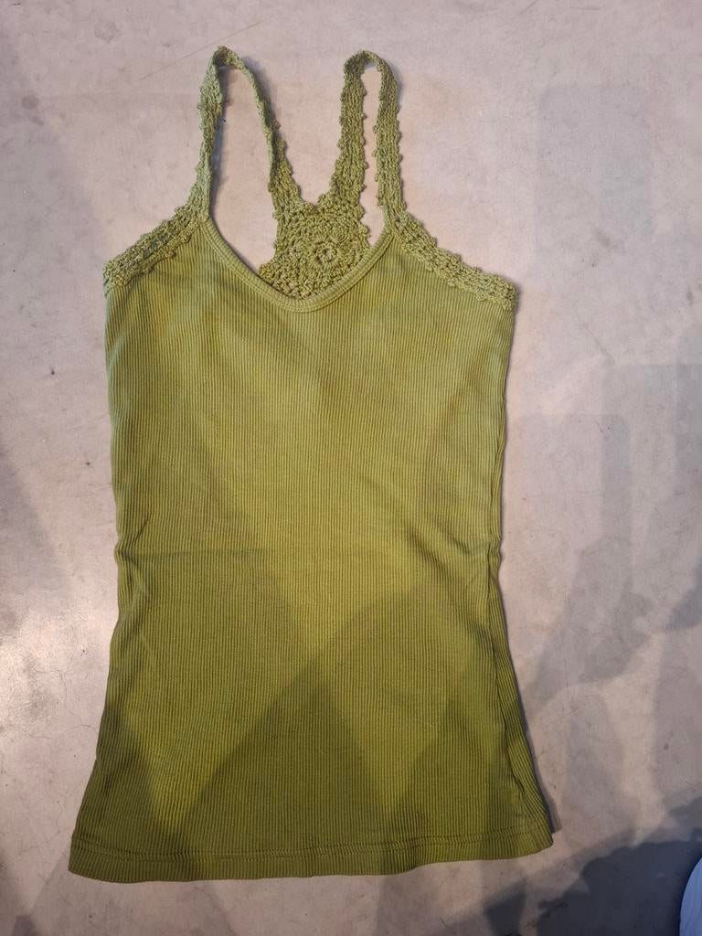Top coton et crochet S réversible vert olive, Sans manches, Enlèvement ou Envoi, Taille 36 (S), Comme neuf