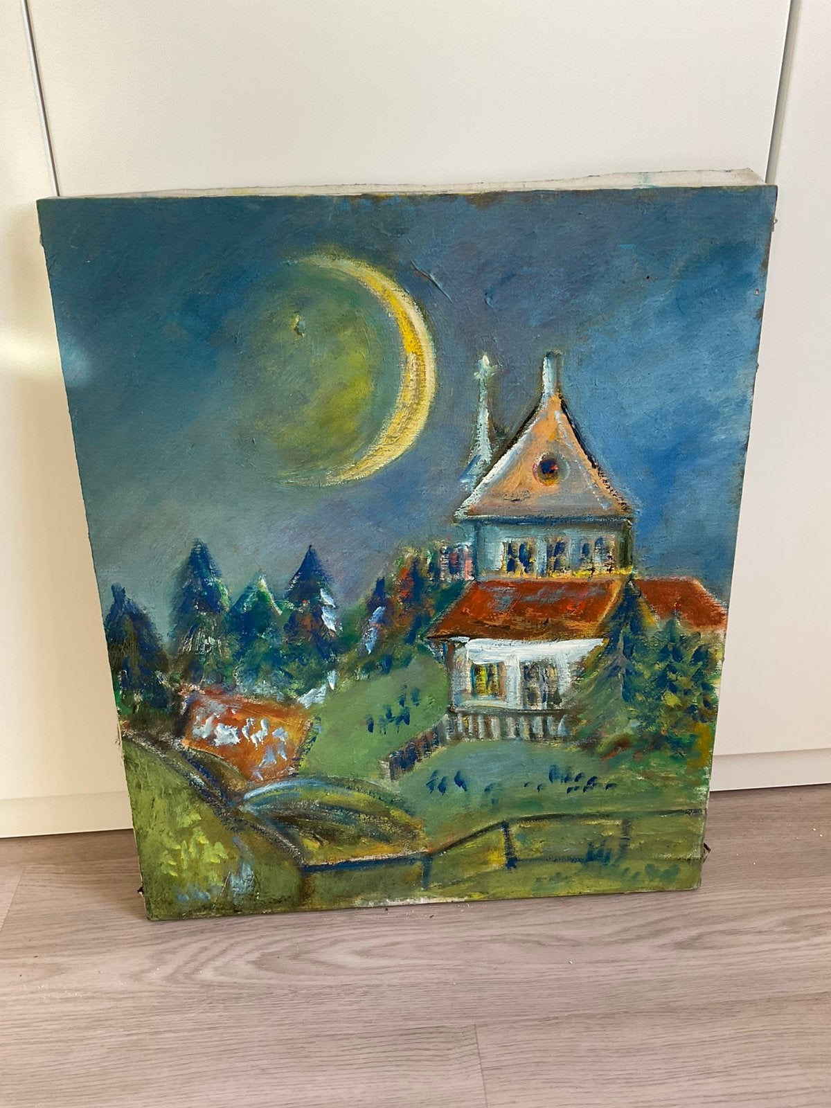 Peinture sur l'église et la lune, Enlèvement ou Envoi