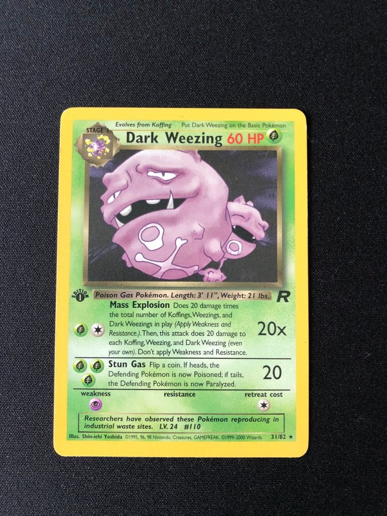 Dark weezing 1st edition non holo team rocket, Ophalen of Verzenden, Zo goed als nieuw, Losse kaart