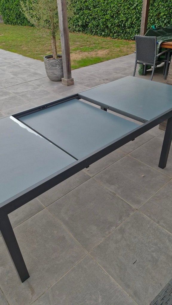 Grote tuintafel anthraciet, Ophalen, Gebruikt, Rechthoekig, Aluminium