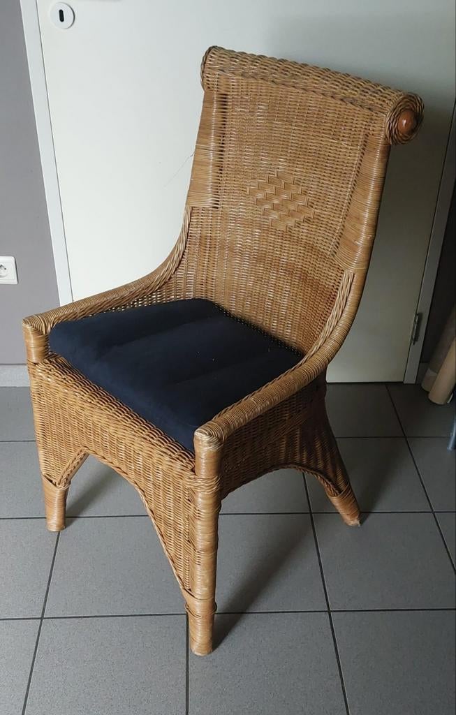 Set van 6 rotan stoelen met kussens, Huis en Inrichting, Stoelen, Eén, Ophalen
