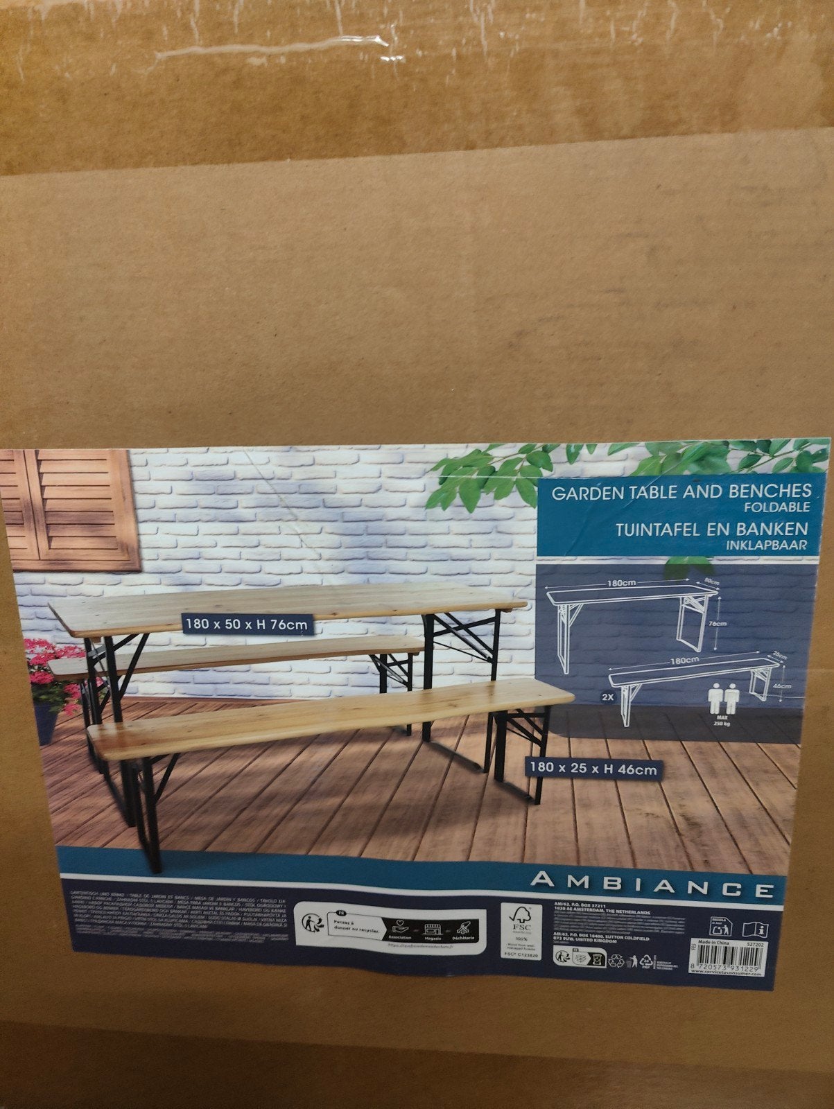 grote picknick tafel met 2 banken volledig nieuw in doos, Ophalen, Nieuw, Inklapbaar