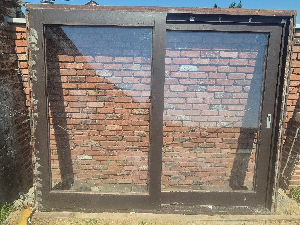 Houten meranti schuifraam., Doe-het-zelf en Bouw, Ophalen, Gebruikt, 225 cm of meer, 150 tot 225 cm