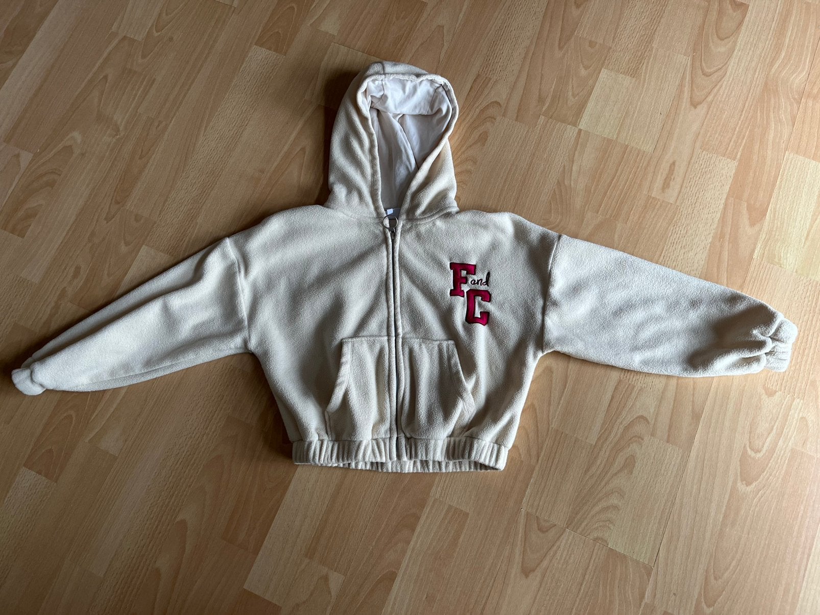 Warme toffe fleece sweater Fish& Chips maat 140, Ophalen of Verzenden, Zo goed als nieuw