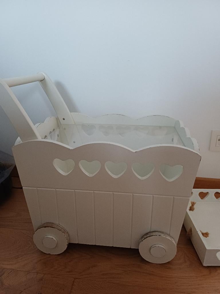 doopsuikerdecoratie/houten loopkarretje, Ophalen, Gebruikt, Kraamcadeau