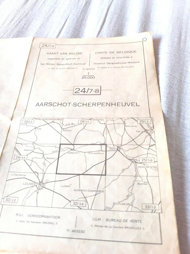 Stafkaart Aarschot Scherpenheuvel 1968, Ophalen of Verzenden