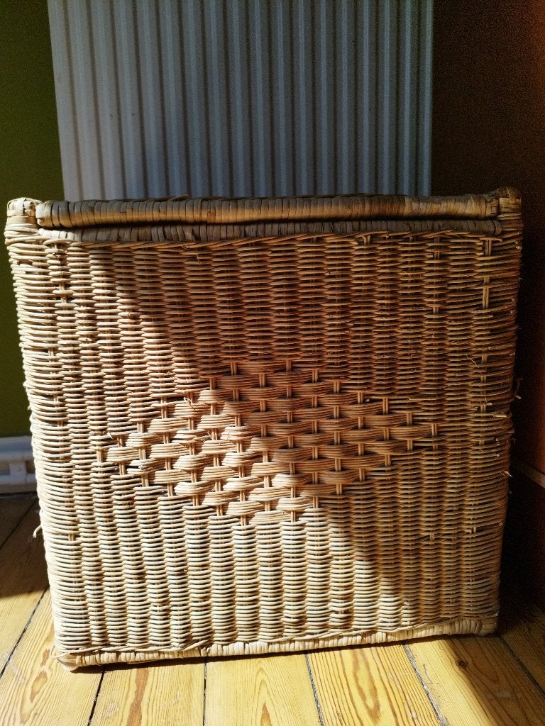 Grand coffre vintage en osier, Maison & Meubles, Enlèvement, Utilisé