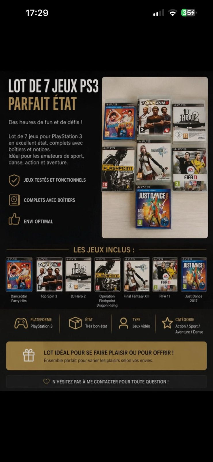 Lot de 7 jeux PS3 - Final Fantasy XIII, Just Dance 2017, …, Ophalen of Verzenden, Zo goed als nieuw
