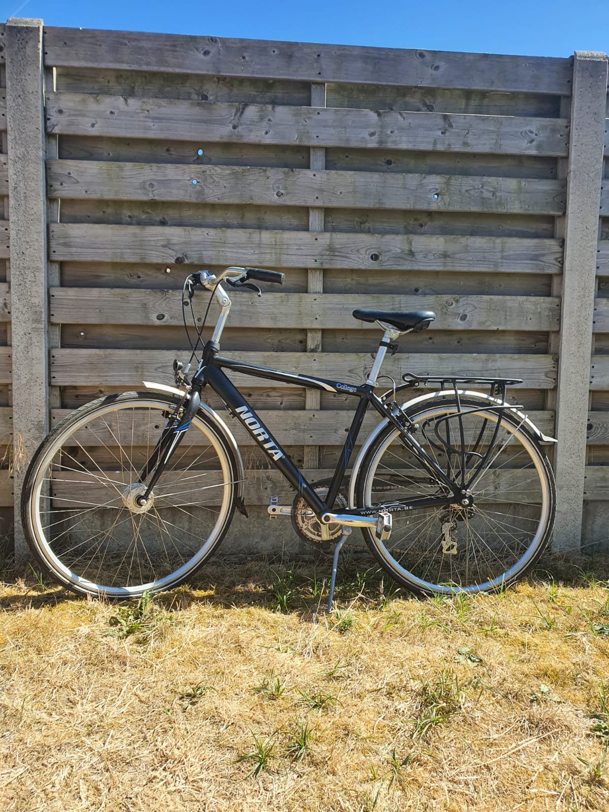 Zwarte herenfiets, Vering, Velgrem, Zo goed als nieuw, 53 tot 57 cm