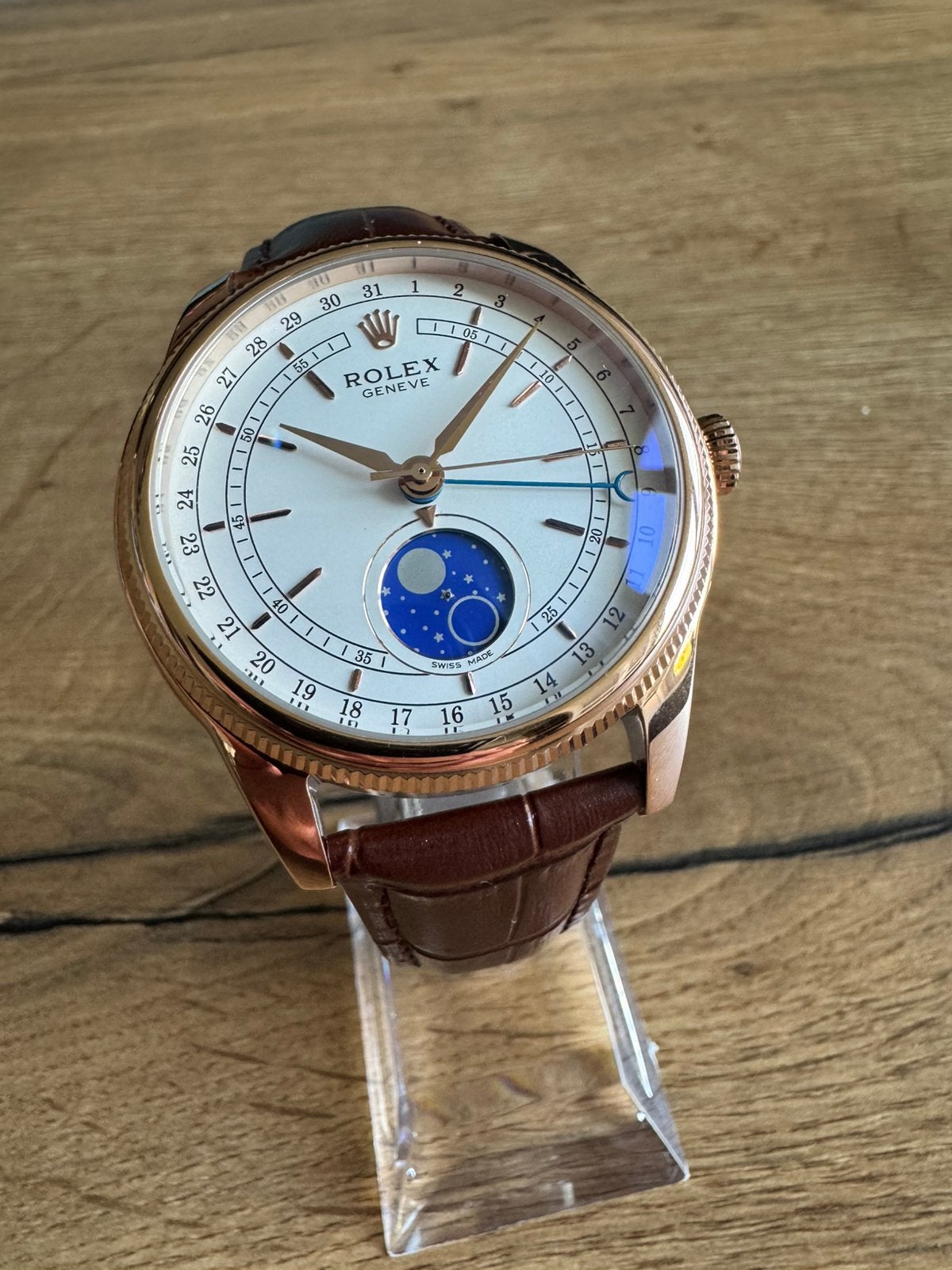 Rolex Cellini Moonphase.🆕., Handtassen en Accessoires, Horloges | Heren, Leer, Polshorloge, Nieuw, Ophalen of Verzenden