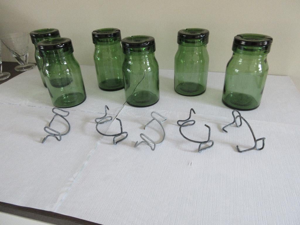 6 vintage inmaakpotten bewaarpotten in groen glas BULACH, Antiek en Kunst, Ophalen