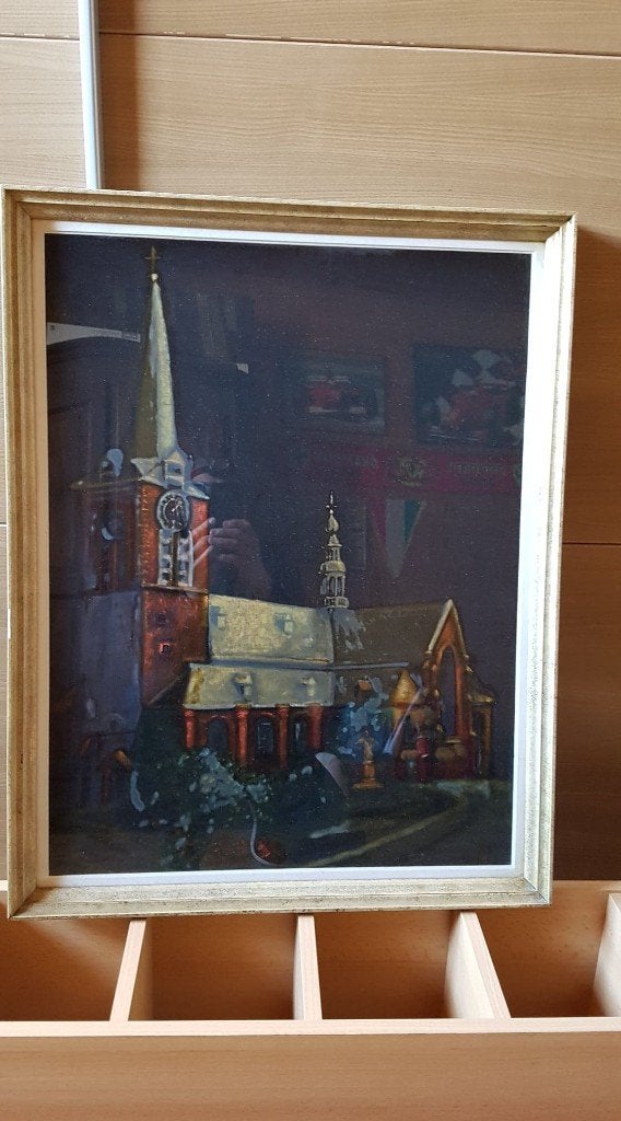 schilderij sint pieterskerk grote markt turnhout prima staat, Huis en Inrichting, Woonaccessoires | Schilderijen, Tekeningen en Foto's