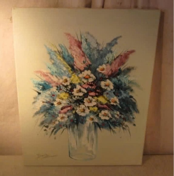 Mooi Geschilderd Werk 'Kleurrijke Bloemen' - Diana, Bloemen, Doek, Ophalen of Verzenden, Olieverf