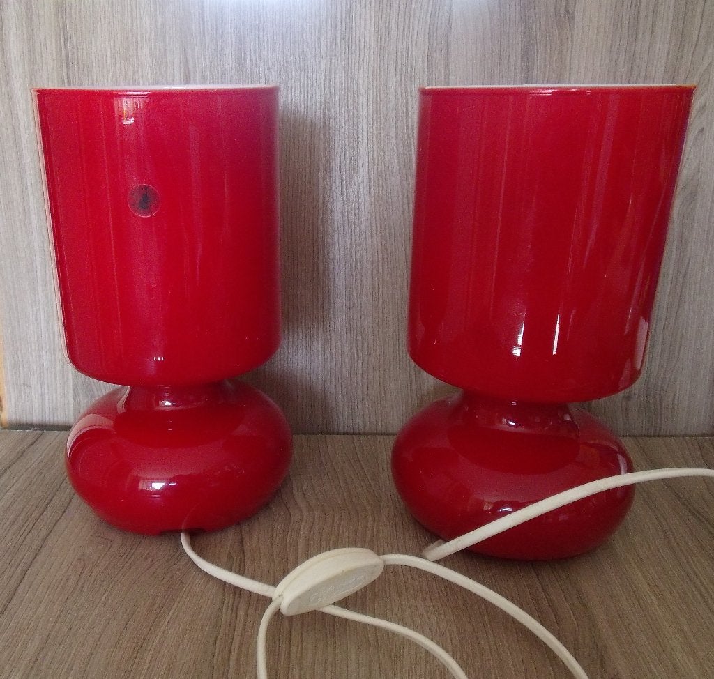 2 Lampes de table IKEA  LYTKA 1990 rouges = 100€ le lot, Maison & Meubles, Vintage, 25 cm, Rouge, Comme neuf