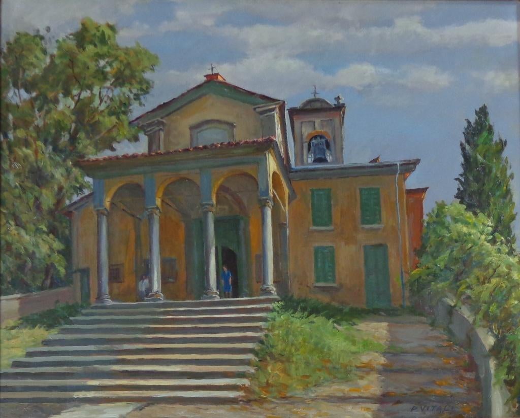 P. VITALI / ITALIAANSE VILLA / OLIEVERF / 69x83cm / KADER, Ophalen