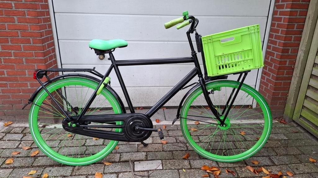 Praktische transport fiets met bak, terugtraprem, axa slot, Terugtraprem, Zo goed als nieuw, 53 tot 57 cm, Ophalen