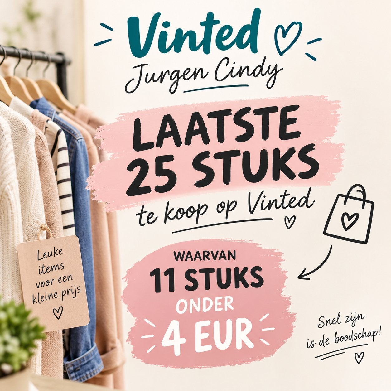Vinted Jurgen Cindy laatste stuks, Ophalen of Verzenden