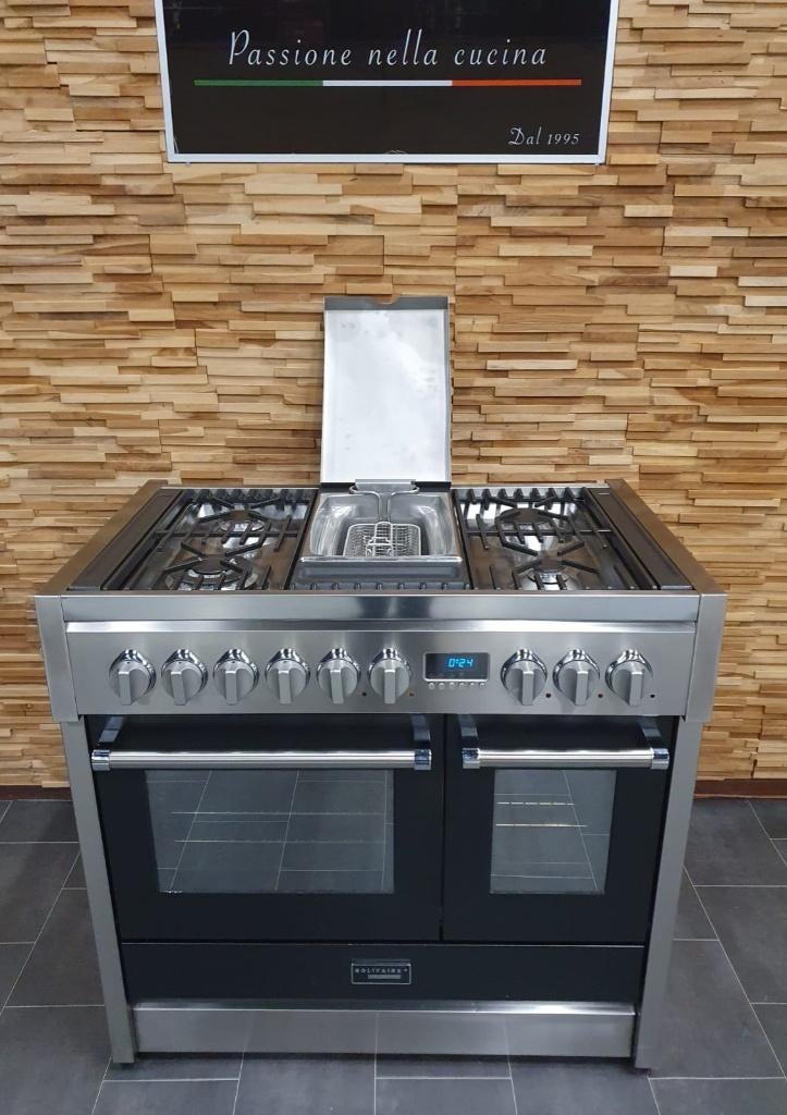 Luxe Solitaire Professional Fornuis 100cm rvs friteuse, Elektronische apparatuur, Fornuizen, Zo goed als nieuw, Vrijstaand, Gas