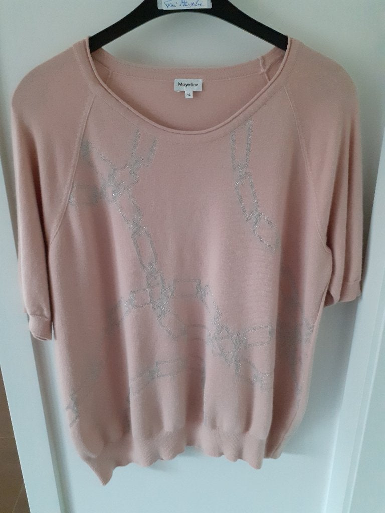 MAYERLINE roos truitje met korte mouw Maat: 4 L = 52 Pr: € 7, Kleding | Dames, Mayerline, Trui of Vest, Ophalen of Verzenden, Roze