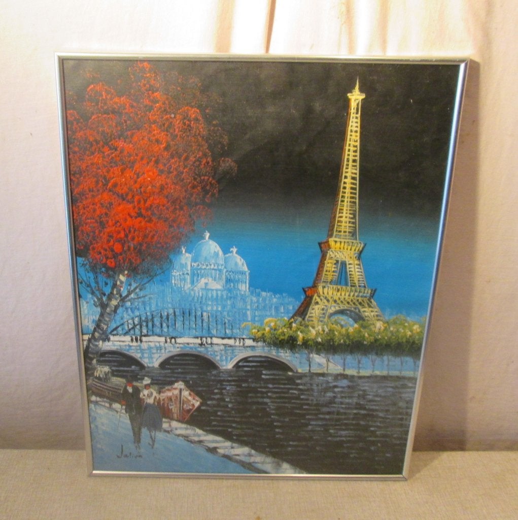 Œuvre magnifiquement peinte « La Tour Eiffel » - Julien, Antiquités & Art, Enlèvement ou Envoi, Paysage, Toile, Signé