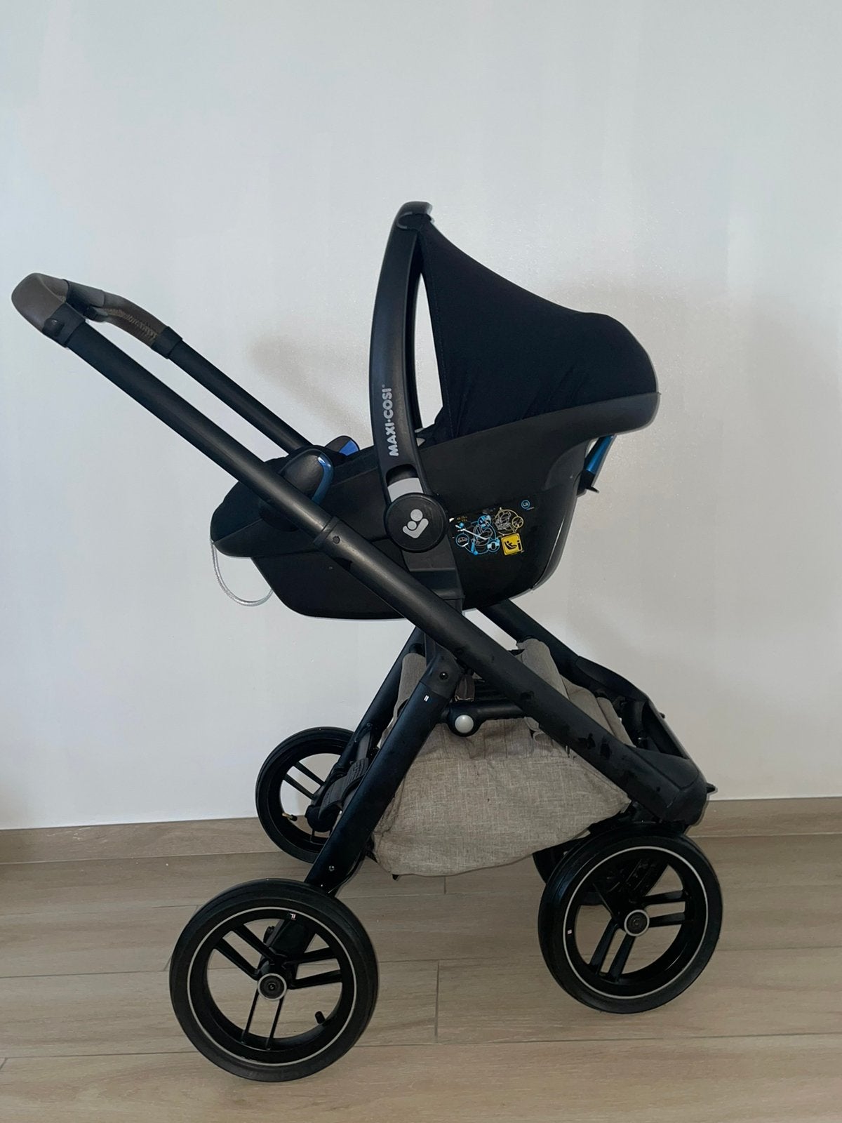 Dubatti One 3-in-1 Kinderwagen Black - Sandy Taupe, Kinderen en Baby's, Ophalen, Voetenzak, Ba, Zo goed als nieuw