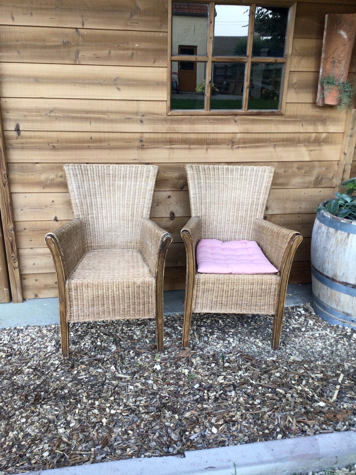 4 rotan zetels met armleuning, Tuin en Terras, Ophalen, 4 zitplaatsen, Gebruikt, Rotan