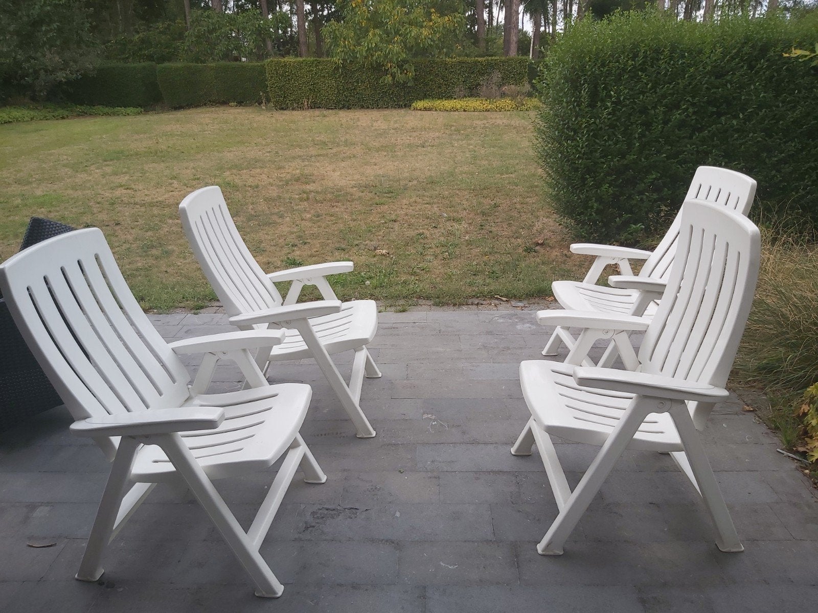 Witte tuinzetels, Tuin en Terras, Ophalen, Gebruikt, Kunststof, Verstelbaar