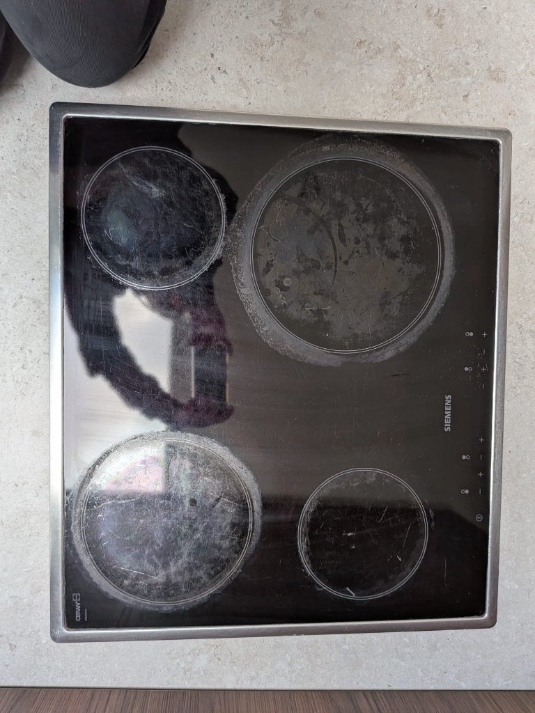 Siemens ET715501E Keramische Kookplaat (4 zones - Inox rand), Ophalen, Gebruikt, Keramisch, 4 kookzones