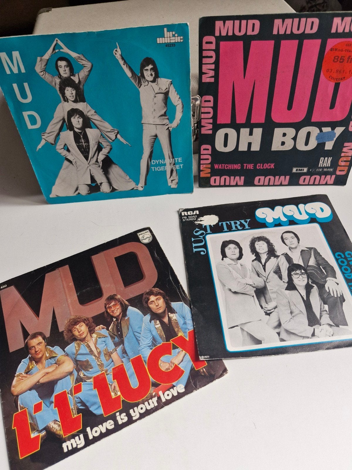 Mud Glam Rock 45t Disc, set van 4, Cd's en Dvd's, Ophalen